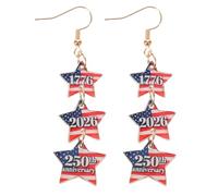 CIMAXIC 1 paio di orecchini americani per il 250° anniversario - Orecchini a forma di stella 1776-2026 - Gioielli pendenti patriottici, regalo perfetto per feste del Giorno dell'Indipendenza,