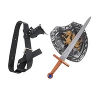 CIMAXIC 1 Set di accessori per costume medievale - Spada da cavaliere rinascimentale per cosplay con , cintura e scudo - Travestimento da pirata per Halloween e feste di Carnevale