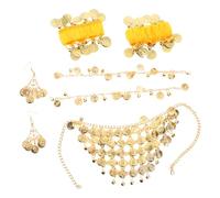 CIMAXIC 1 Set di gioielli per costume da danza del ventre indiana con orecchini pendenti a moneta, cavigliera con nappe, bracciale, accessori per danza del ventre per esibizioni sul palco femminile