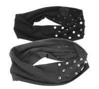 CIMAXIC 2 fasce per capelli punk con borchie - Fascia per capelli retrò con rivetti per uomo e donna - Accessorio per rock and roll in tessuto per concerti, festival musicali, acconciature nere e