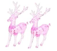 CIMAXIC 2 Pezzi Coppia di Cervi Addobbi per Alberi di Natale Luci di Natale Decorazioni di Natale Ornamenti Appesi All'albero di Natale Statua del Cervo Chiara Ghirlanda Rosa Acrilico
