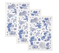 CIMAXIC 3 Fogli di Carta Transfer per Ceramica Blu e Bianca, Decalcomanie Decorative per Argilla, Adesivi sottosmalto per la Decorazione di mobili da Cucina e Ceramica.