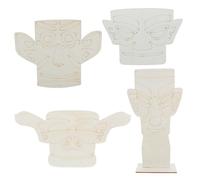 CIMAXIC 4 maschere in legno non dipinte - Pezzi di maschera in legno fai da te - Souvenir ispirato al Museo Storico di Sanxingdui per progetti di pittura