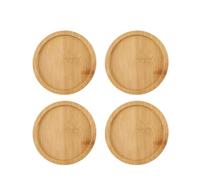 CIMAXIC 4 Pezzi Sottovaso Rotondo in Legno per Bonsai e Piante da Esterno Bordo Rialzato per Prevenire la Fuoriuscita di Terriccio, Design Naturale e Delicato 8x8 Cm
