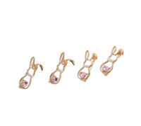 CIMAXIC 4 spille a forma di coniglio in stile cartone animato: spille da bavero a forma di coniglio con perle sintetiche - Spilla a di in lega color oro, ideale come regalo elegante per