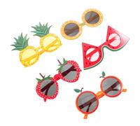 CIMAXIC 5 Pezzi Occhiali da Sole a Forma di Frutti in PC Montatura Flessibile e Vestibilità Confortevole, per Vacanze Estive e Eventi a Tema Esotico Vivace