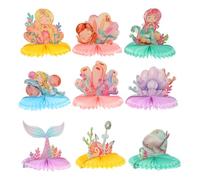 CIMAXIC 9 centrotavola per Feste a Tema Sirena - Decorazioni a Nido d'Ape a Tema Oceano - Decorazioni per Feste di Compleanno a Sottomarino - per la tavola con Conchiglie e Code di Sirena