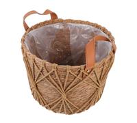 CIMAXIC Cestino Intrecciato Di Paglia Naturale Cestino Di Fiori Manuale Manico Doppio Cesto Di Stoccaggio Cesto Vintage Decorazione Casa Ufficio Matrimonio