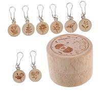 CIMAXIC Marcatori per Uncinetto in Legno Set 8 Pezzi Scatola Raccolta Marcatori per Maglia Leggeri e Resistenti per Cappelli Sciarpe e Progetti Fai da Te