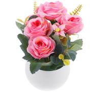 CIMAXIC Pianta Artificiale in Vaso Rosa Realistica, Decorazione per Ufficio e Camera, Facile da Curare Fiori in Tessuto e Plastica