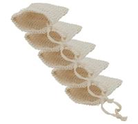 CIMAXIC Sacchetti per Sapone Esfolianti 5 Pezzi in Lino Cotone Beige con Cordino e Design a Rete Riutilizzabili per Doccia e Massaggio Corpo