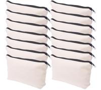 CIMAXIC Set 14 Pezzi Borse Cosmetiche in Tela Bianca Cerniera, Astucci per Matite e Accessori, Organizer Multiuso per Crafting e Camping