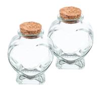 CIMAXIC Set 2 Bottiglie di Vetro a Forma di Cuore 50ml con Tappo in Sughero, per Decorazioni Artistiche e Accessori Fotografici Fai da Te