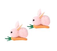 CIMAXIC Set 2 Pezzi Clips Chioma Decorativi per Bambini Coniglio in Peluche Rosa Fermagli a Scatto per Festa e Pasqua