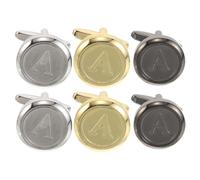 CIMAXIC Set di 3 paia di gemelli con iniziale per uomo - Eleganti gemelli in rame con lettera A, perfetti come regalo per lo sposo, il marito, il padre, la festa del papà e per i testimoni dello