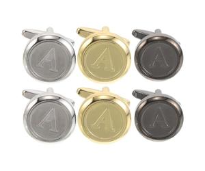 CIMAXIC Set di 3 paia di gemelli con iniziale per uomo - Eleganti gemelli in rame con lettera A, perfetti come regalo per lo sposo, il marito, il padre, la festa del papà e per i testimoni dello