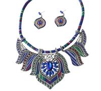CIMAXIC Set di Accessori Donna in Lega Corda di Stoffa, Collana e Orecchini Etnici Bohemien Eleganti per Fashion Show e Occasioni Speciali