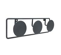 Cime - Appendiabiti DOT a 3 teste, per riporre e decorare Colore: nero, 6 cm, diametro 9 cm, altezza 12 cm, larghezza 40 cm, spessore 6 cm. acciaio nero.