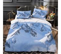Cime innevate copripiumino Set di 3 Pezzi microfibra morbida stampa 3D con cerniera con federe per cuscini Fotografia di paesaggi alpini Set Di Copripiumino for coppie e ragazzi Single（140x200cm）