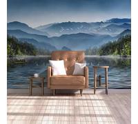 Cime Montuose Boschi Laghi Uccelli In Volo Piccole Imbarcazioni 3D Carta Da Parati Facile Installare Mobili Sfondi Ufficio Divano Camera Letto Sfondo Decorazione Murale-150cm×105cm