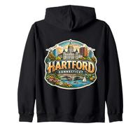 Cimeli di Stato per i visitatori della Città Souvenir di Hartford Connecticut Felpa con Cappuccio