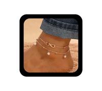Cimenexe Bohemien Stratificato Perla Cavigliera Oro Figura Otto Cavigliere Infinito Perla Stazione Scatola Catena Cavigliera Amicizia Infinito Piede Catena Cavigliera Estate Spiaggia Piede