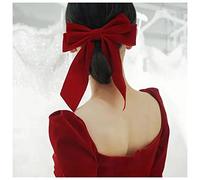 Cimenexe Bohemien Velluto Fiocco Capelli Clip Nastro Rosso Fiocco Capelli Clip Barrette Lungo Raso Papillon Capelli Barrettes Grande Rosso Velluto Fiocco Capelli Clip Fiocco Inverno Accessori