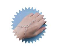 Cimenexe Bracciale a dito in cristallo di Boemia Bracciale schiavo a strati Bracciale in argento con pavé di Cz Bracciale da spiaggia Anello a catena a mano Bracciale Gioielli per donne e ragazze