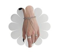 Cimenexe Bracciale da dito a strati punk Bracciale da schiavo spesso Anello semiaperto Bracciale a catena a mano Anello d'argento Bracciale da polso da spiaggia Graffette Bracciale a catena a mano