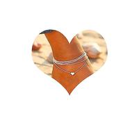 Cimenexe Cavigliera Cuore A Strati Bohemien Cavigliera Cuore D'argento Multi Corda Catena Cavigliera Regolabile Cavigliere Spiaggia Estate Piede Catena Gioielli Per Le Donne E Le Ragazze
