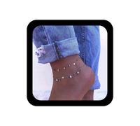 Cimenexe Cavigliera Perla Stratificata Bohemien Moneta D'argento Minuscolo Turchese Cavigliere Penzolare Disco Caviglia Catena Regolabile Estate Spiaggia Piede Catena Gioielli Per Le Donne E Le