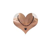 Cimenexe Collana A Catena Con Rosario Nero Bohémien Collana A Strati Con Farfalla Di Cristallo Collana Con Ciondolo A Farfalla D'oro Collana A Strati Con Girocollo A Farfalla Gioielli Per Donne E