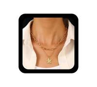 Cimenexe Collana Girocollo A Stella Marina A Strati Bohémien Collane Di Ciondoli A Stella Marina Con Texture Dorata Collane Di Catene A Serpente Rotonde Eleganti Collane Di Catene A Stella
