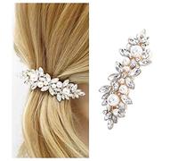 Cimenexe Fermaglio per capelli con perle di cristallo di Boemia Fermaglio per capelli con strass scintillanti Fermagli per capelli in cristallo dorato Fermaglio per capelli con fiore pavimentato