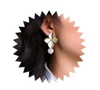 Cimenexe Orecchini Di Perle Bohémien A Pendente In Metallo Dorato Orecchini A Fiore Barocco Retrò Orecchini A Goccia Di Perle Grandi Orecchini A Perno Di Fiori Floreali Gioielli Per Donne E