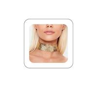 Cimenexe Punk Maglia Ampia Collana Girocollo Oro Metallo Maglia Breve Collane Di Paillettes Metallo Griglia Catena Collane Leggera Ampia Collana Paillettes Collare Gioielli Per Le Donne