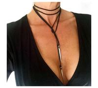 Cimenexe Punk Stratificato In Pelle Velluto Collana Girocollo Spike Collana Di Velluto Nero Scamosciato Corda Collana Collare In Pelle Regolabile Lungo Tie Up Collana Gioielli Per Donne E Ragazze