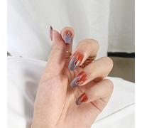 Cimenexe Square Press on Coffin Nails Fiamma, unghie finte, punta rossa, punta french per unghie medie, copertura completa in acrilico, per donne e ragazze, 24 pezzi