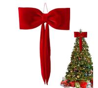 Cimero per albero di Natale - Fiocco in velluto rosso - Decorazione rustica in velluto rustico per albero di Natale - per interni ed esterni, festa di vacanza, matrimonio, compleanno, baby shower