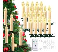 cimetech 20 candele per albero di Natale, senza fili, a LED, con timer e telecomando, decorazione per albero di Natale