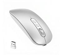 cimetech Mouse Bluetooth wireless (BT 5.1 + 2.4 GHz)-Mouse ricaricabile, silenzioso e sottile, compatibile con MacBook Pro/Air, Mac, iPad, laptop, desktop, Mac e PC, argento