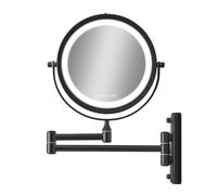 Cimi Gillian Jones - Specchio da parete bifacciale con luce LED e ingrandimento x10, colore: Nero