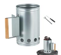 Ciminiera Accenditore, 27,9 x 17cm Accensione con Manico, Ciminiera di Accensione Barbecue, Accendi Carbonella Barbecue, Camino Starter per Barbecue, Camino, Carbone, con Strumenti di Installazione