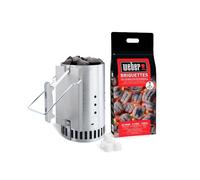 WEBER Ciminiera di Accensione per Barbecue con 2 kg di bricchette e 6 accendifuoco - 17631