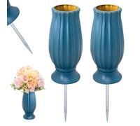 Cimitero svasato, confezione da 2 vasi funerari con picchetto, vasi per tomba, vaso per cimitero, cimitero, altezza 20 x larghezza 10 cm, vasi commemorativi per tombe, vaso per cimitero, decorazioni