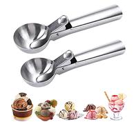 Cimown 2 Pacchi Cucchiaio Per Gelato,18.2 x 5 x 3,5 Cm, Porzionatore Per Gelato In Acciaio Inox,Uso Professionale, Ideale Per Gelato, Melone, Polpette Di Carne, Purè Di Patate o Palline Di Melone