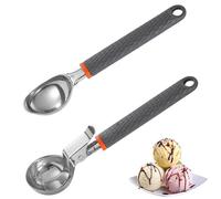 Cimown 2 Pacchi Cucchiaio Per Gelato, Porzionatore Per Gelato In Acciaio Inox,Uso Professionale, Ideale Per Gelato, Melone, Polpette Di Carne, Purè Di Patate o Palline Di Melone (Maniglia in silicone)