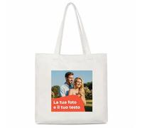 Cimpress Borsa in Cotone Personalizzata, con Foto o Testo, 1 Pezzo, 35 x 34 cm, Shopper Riutilizzabile per Regali, Spesa, Gite o Uso Quotidiano, Colore Naturale