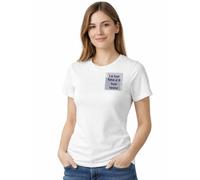 Cimpress T-Shirt Personalizzata Donna, Stampa con Testo Foto o Logo sul Petto Sinistro, 100% Cotone, Ideale per Regali Eventi e Aziende, Bianco, S