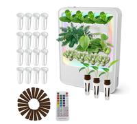 cimsfcor Sistema di coltivazione idroponica 16 baccelli, giardino di erbe aromatiche da interno con LED coltiva luce, kit di germinazione delle piante senza suolo irrigazione automatica con spugna per